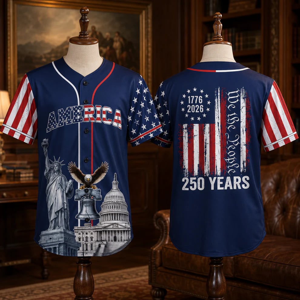 π¦
Patriotic USA All-Over Print Baseball Jersey β America 250th Semiquincentennial Edition (1776β2026) πΊπΈ