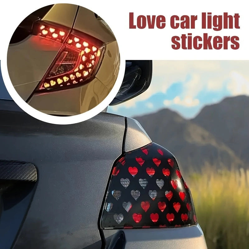 48x 30cm car headlight tail light love heart-shaped sticker PVC material