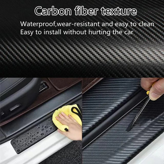 3D Carbon Fiber Car Sticker Protector Strip Car Door Sill Side Mirror Anti Scratch tape Waterproof Protect Film