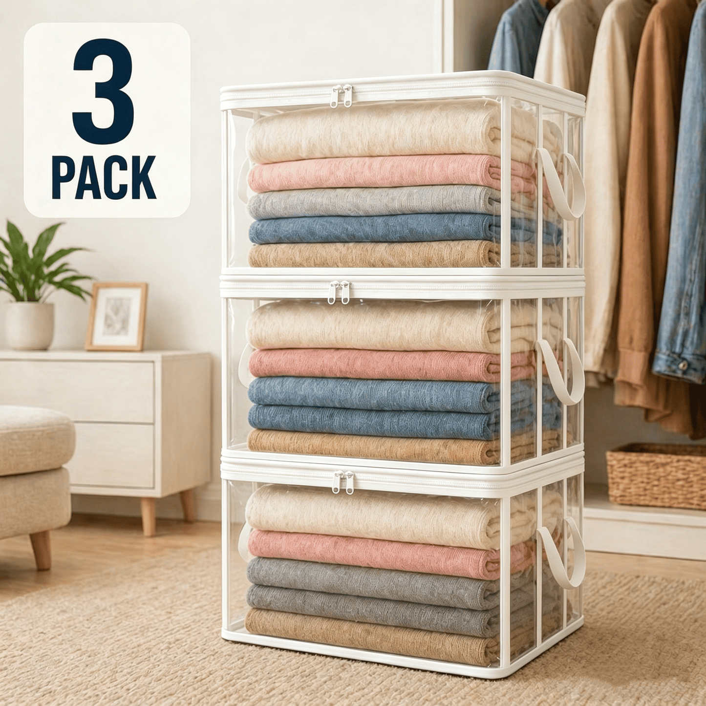 📦Large Heavy-Duty Thick Plastic Clear Storage Bag for Clothes, Moving & Storage