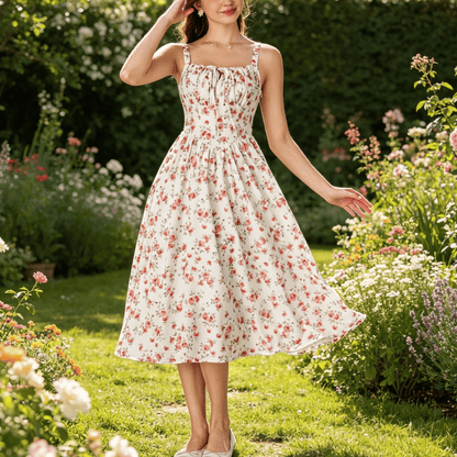 🔥 BIG SALE🔥2026 Women's Floral Midi Dress Corset Sundresses