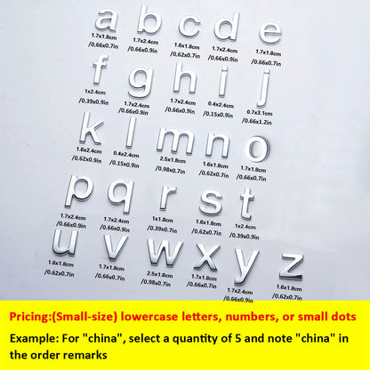 Metal car English letter car stickers personalized modification