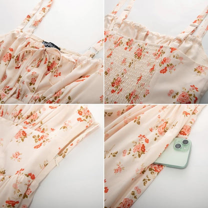 🔥 BIG SALE🔥2026 Women's Floral Midi Dress Corset Sundresses