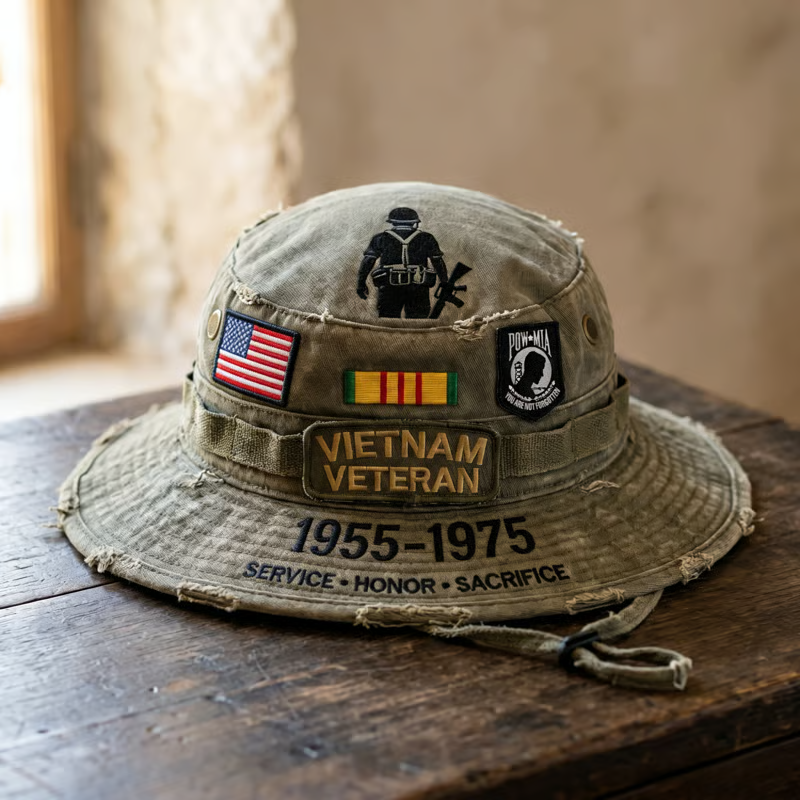 🏆Honor Their Sacrifice — Memorial Day Sale 🇺🇸”🎖️Vietnam Veteran Tribute Boonie Hat – Durable Tactical Outdoor Sun Hat