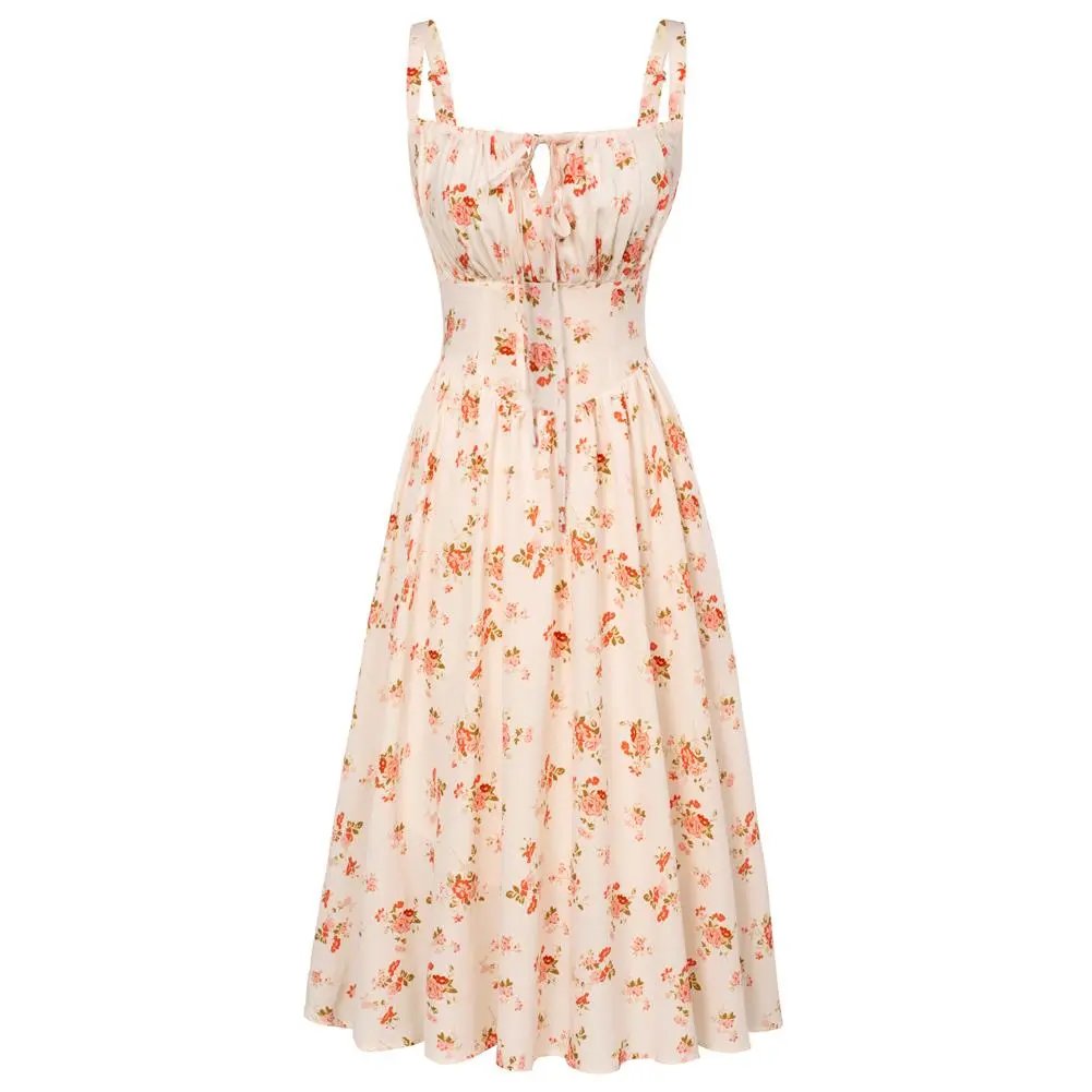 🔥 BIG SALE🔥2026 Women's Floral Midi Dress Corset Sundresses